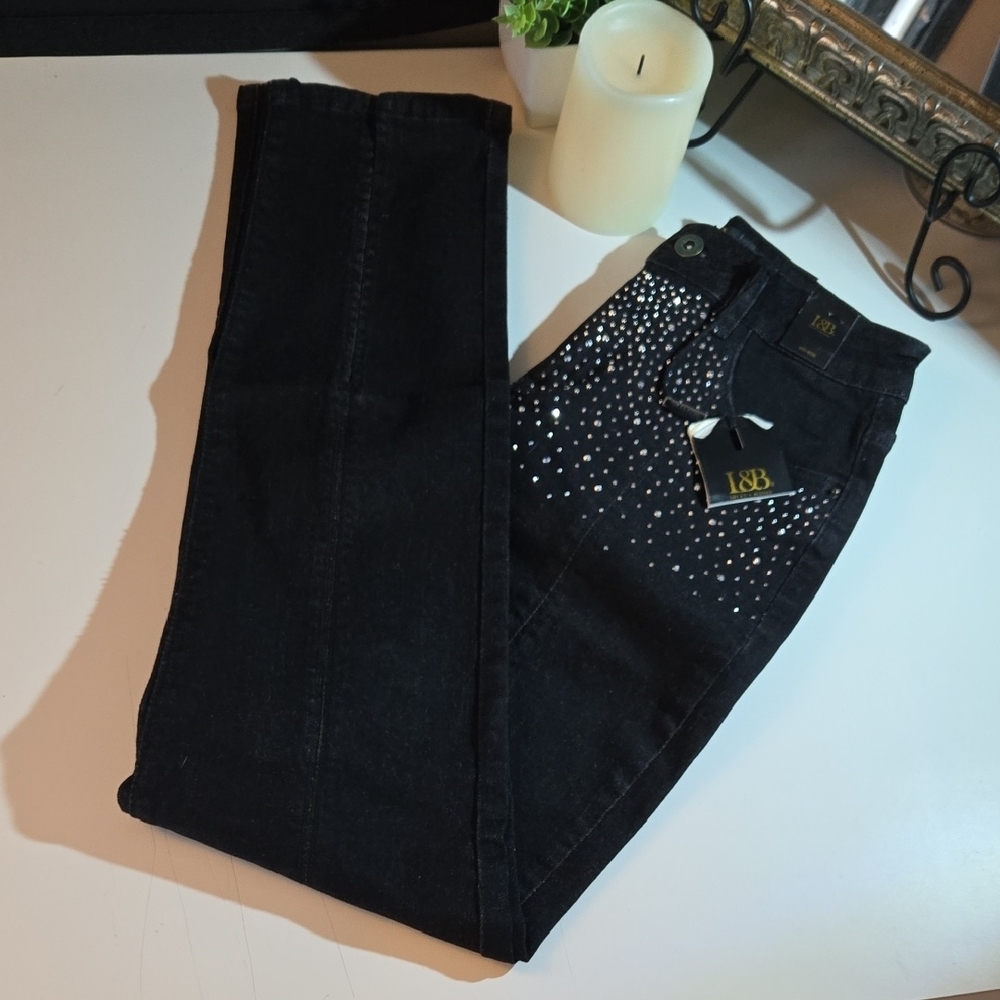 L&B Size 4 Black Jeans with White Accents